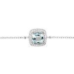 Bracelet argent rhodi massif pierre naturelle topaze bleue contour oxydes blancs sertis 16, 5 + 3cm