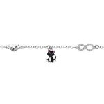 Bracelet argent rhodi� motif infini et coeur avec chat emaill� 12, 5 + 3cm