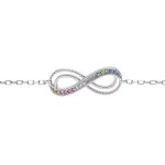 Bracelet argent rhodié motif infini avec oxydes multi couleurs sertis 16 + 3cm Bracelet argent rhodié motif infini avec oxydes multi couleurs sertis 16 + 3cm