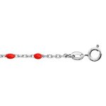 Bracelet argent rhodié olives résine rouge 15 + 3cm Bracelet argent rhodié olives résine rouge 15 + 3cm