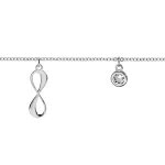 Bracelet argent rhodi� pampille 2 infinis et 1 oxyde blanc serti clos 16 + 3cm
