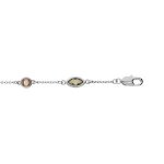 Bracelet argent rhodi pampilles navettes oxydes verts et ronds orang 16 + 3cm