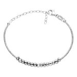 Bracelet argent rhodi semi rigide boules facets rglable