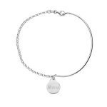 Bracelet argent rhodi semi rigide et chanette rglable avec mdaille  graver