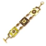 Bracelet cr�ateur  esmeralda  marron dor�