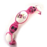 Bracelet crateur shambhala  tte de mort  liberty rose fuschia