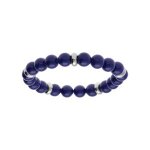 Bracelet extensible boules lapis lazuli imitation rondelles acier 60mm Bracelet extensible boules lapis lazuli imitation rondelles acier 60mm
