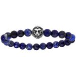 Bracelet extensible perle lapis lazuli v�ritable avec t�te de lion