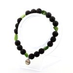 Bracelet jade nphrite de sibrie (russie) + perles lave 8 mm. fabriqu en france.