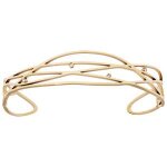 Bracelet jonc acier et pvd jaune multi fils et oxydes blancs 65 * 50mm