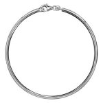 Bracelet jonc argent rhodié massif fil 3mm diamètre 62 non articulé avec mousqueton pour charms Bracelet jonc argent rhodié massif fil 3mm diamètre 62 non articulé avec mousqueton pour charms