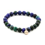 Bracelet perles azurite chrysocolle 8 mm. fabriqu� en france.