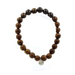 Bracelet perles bronzite + bois 8 mm. fabriqu� en france.
