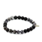 Bracelet perles labradorite + agate + obsidienne flocon de neige + fabriqu� en france.