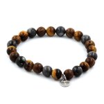 Bracelet perles labradorite + oeil de tigre + bois 8 mm. fabriqu� en france.