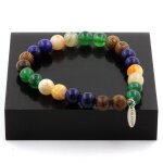 Bracelet perles lapis lazuli + agate verte + agate feuille de bambou + fabriqué en france. Bracelet perles lapis lazuli + agate verte + agate feuille de bambou + fabriqué en france.