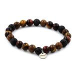 Bracelet perles oeil de tigre + lave + oeil de tigre rouge + bois 8 fabriqué en france. Bracelet perles oeil de tigre + lave + oeil de tigre rouge + bois 8 fabriqué en france.