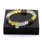 Bracelet perles quartz + citrine + quartz fum 8 mm. fabriqu en france.
