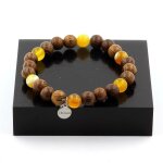 Bracelet perles sardonyx jaune + bois 8 mm. fabriqué en france. Bracelet perles sardonyx jaune + bois 8 mm. fabriqué en france.