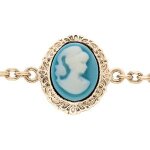 Bracelet plaqu or came bleu 16 + 3cm