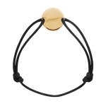 Bracelet plaqu or cordon coulissant noir plaque ronde  graver