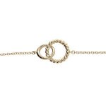 Bracelet plaqu or double anneaux entremels lisse et torsade 16 + 3cm
