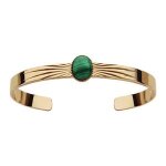 Bracelet plaqu or jonc ouvert avec pierre malachite