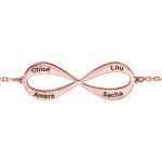 Bracelet plaqu or rose forme infini  graver 3 ou 4 prenoms 16 + 3cm
