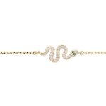 Bracelet plaqu or serpent oxydes blancs et verts sertis 16, 5 + 2, 5cm