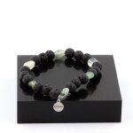 Bracelet prehnite du canada + perles lave 8 mm. fabriqu� en france.