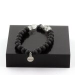 Bracelet quartz � inclusions de tourmaline du br�sil + perles onyx fabriqu� en france.