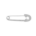Broche argent rhodi massif epingle a nourrice avec oxydes blancs sertis