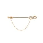 Broche plaqu or fibule motif infini oxydes blancs sertis