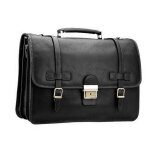 Cartable katana cuir de vachette gras 3 soufflets k 31039 - noir