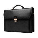 Cartable katana refente de cuir de vachette 2 soufflets k 63025 - noir