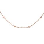 Cha�ne argent et dorure rose fine boules 45cm