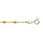 Chane cheville argent et dorure jaune olives rsine orange fluo 23 + 3cm