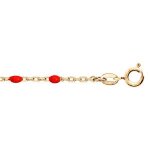Chane cheville argent et dorure jaune olives rsine rouge 23 + 3cm
