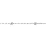 Chaîne cheville argent rhodié 4 oxydes ronds blancs sertis clos 23 + 3cm Chaîne cheville argent rhodié 4 oxydes ronds blancs sertis clos 23 + 3cm