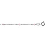 Cha�ne cheville argent rhodi� boules perles de verre facettees rose clair 23 + 3cm