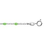 Cha�ne cheville argent rhodi� olives r�sine vert fluo 23 + 3cm