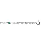 Chaîne cheville argent rhodié pastilles diamantés pierres vertes facettes 23 + 2cm Chaîne cheville argent rhodié pastilles diamantés pierres vertes facettes 23 + 2cm