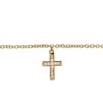 Chane cheville plaqu or croix oxydes blancs sertis 23 + 2cm