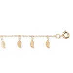 Chane cheville plaqu or pampilles feuilles 25cm rglable 23cm