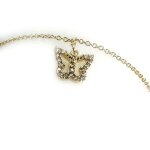 Chane cheville plaqu or  papillon  blanc