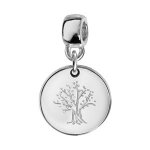 Charms coulissant argent rhodi rond arbre de vie