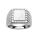 Chevaliere acier forme petit carré plateau satiné Chevaliere acier forme petit carré plateau satiné