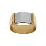 Chevalière acier et pvd jaune plateau incurvé acier 14 x 9mm À graver Chevalière acier et pvd jaune plateau incurvé acier 14 x 9mm À graver