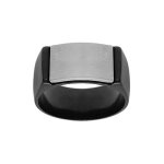 Chevalière acier et pvd noir plateau incurvé acier 14 x 9mm À graver Chevalière acier et pvd noir plateau incurvé acier 14 x 9mm À graver