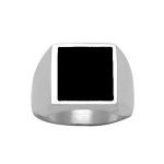 Chevalière carré imitation onyx argent Chevalière carré imitation onyx argent